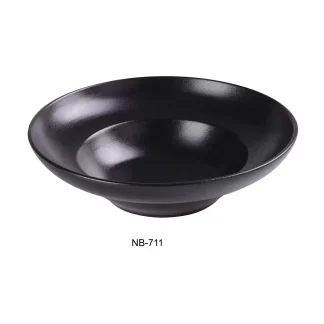 Yanco NB-711 Noble Black 11" X 3-1/4" Deep Mediterranean Bowl 20 Oz, Inner Diameter 7", China, Black, Pack of 12