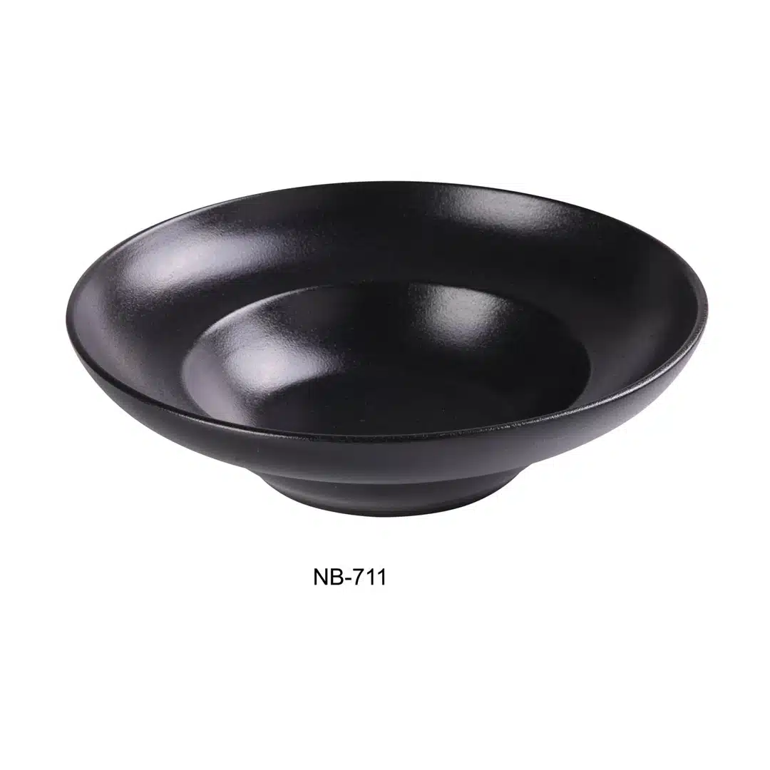Yanco NB-711 Noble Black 11" X 3-1/4" Deep Mediterranean Bowl 20 Oz, Inner Diameter 7", China, Black, Pack of 12