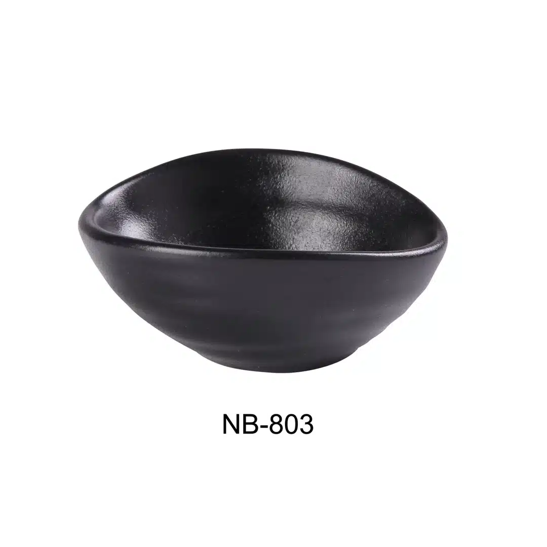 Yanco NB-803 Noble Black 4" X 3" Olive Bowl 2 Oz, China, Black, Pack of 36