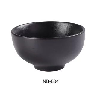Yanco NB-804 Noble Black 4-1/2" X 2-1/4" Soup Bowl 9 Oz, China, Black, Pack of 36