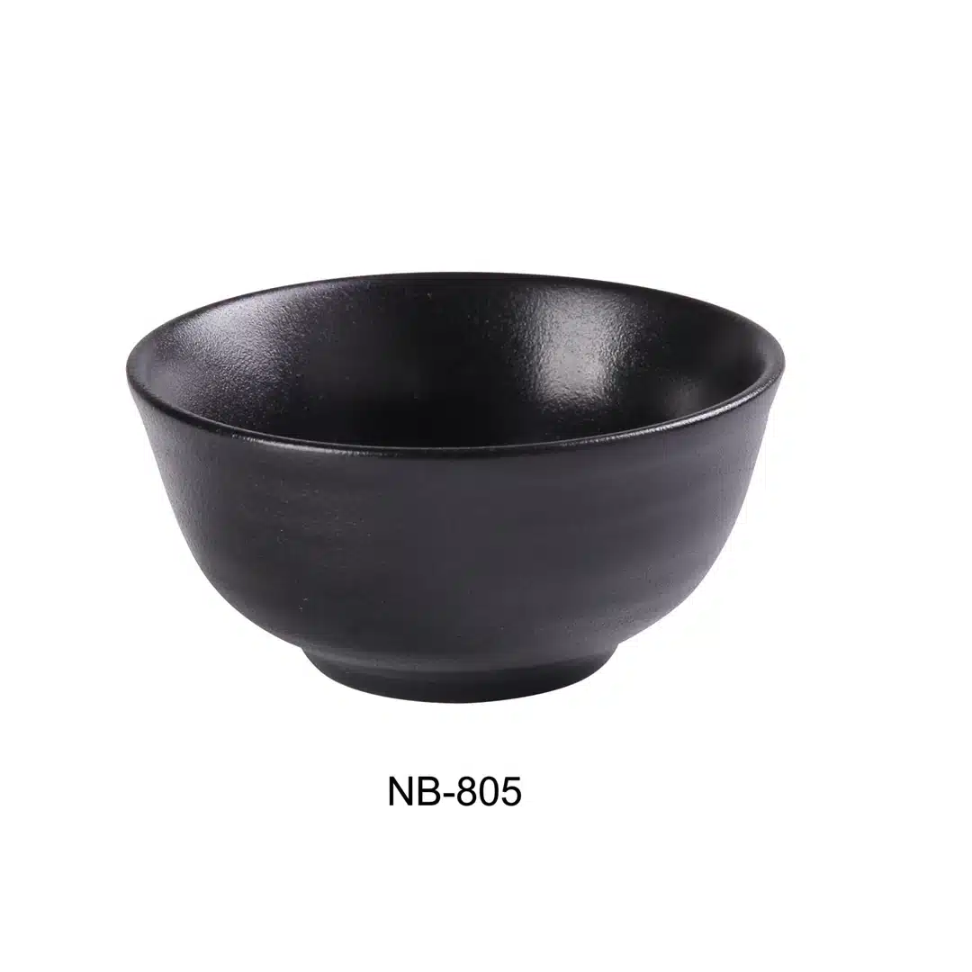 Yanco NB-805 Noble Black 4-5/8" X 2-1/4" Rice Bowl 10 Oz, China, Black, Pack of 36