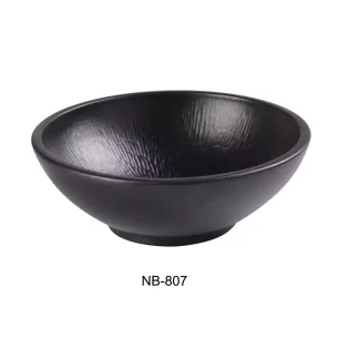 Yanco NB-807 Noble Black 7-1/8" X 2-5/8" Salad Bowl 24 Oz, China, Black, Pack of 24