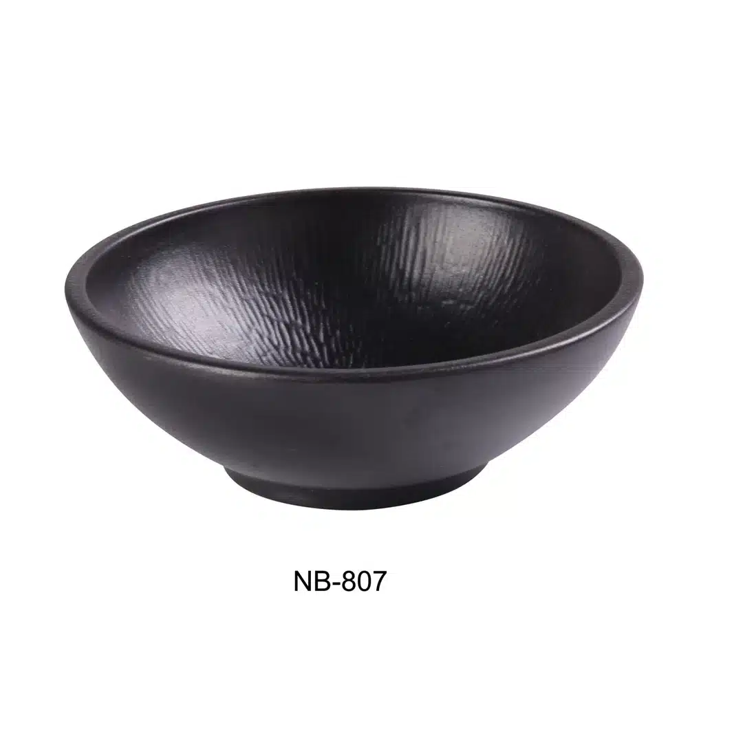 Yanco NB-807 Noble Black 7-1/8" X 2-5/8" Salad Bowl 24 Oz, China, Black, Pack of 24