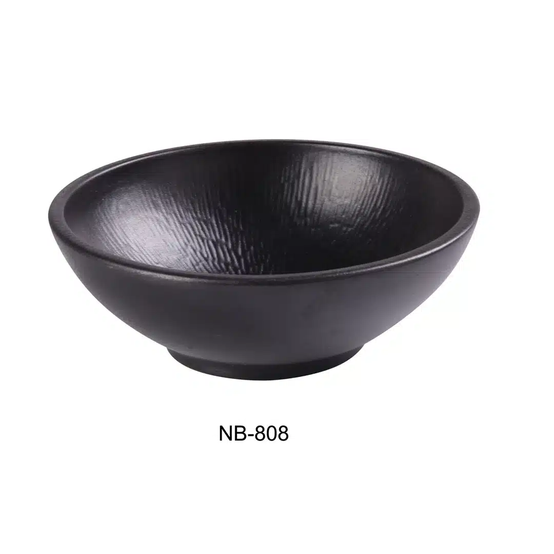 Yanco NB-808 Noble Black 8-1/4" X 2-3/4" Noodle Bowl 32 Oz, China, Black, Pack of 12