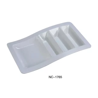 Yanco NC-1765 Mexico Stackable Taco Plate, 14.75" X 8.75" X 1.75", Melamine,  White Color, Pack of 12