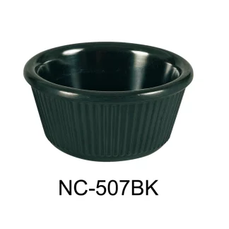 Yanco NC-507BK Fluted Ramekin, 1.5 Oz Capacity, 1.35" Height, 2.5" Diameter, Melamine, Black Color, Pack of 72