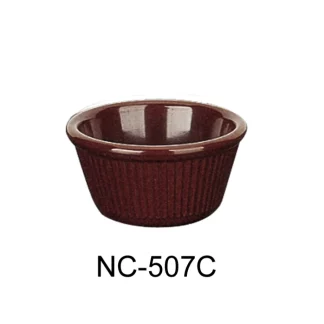 Yanco NC-507C Fluted Ramekin, 1.5 Oz Capacity, 1.25" Height, 2.5" Diameter, Melamine, Chocolate Color, Pack of 72