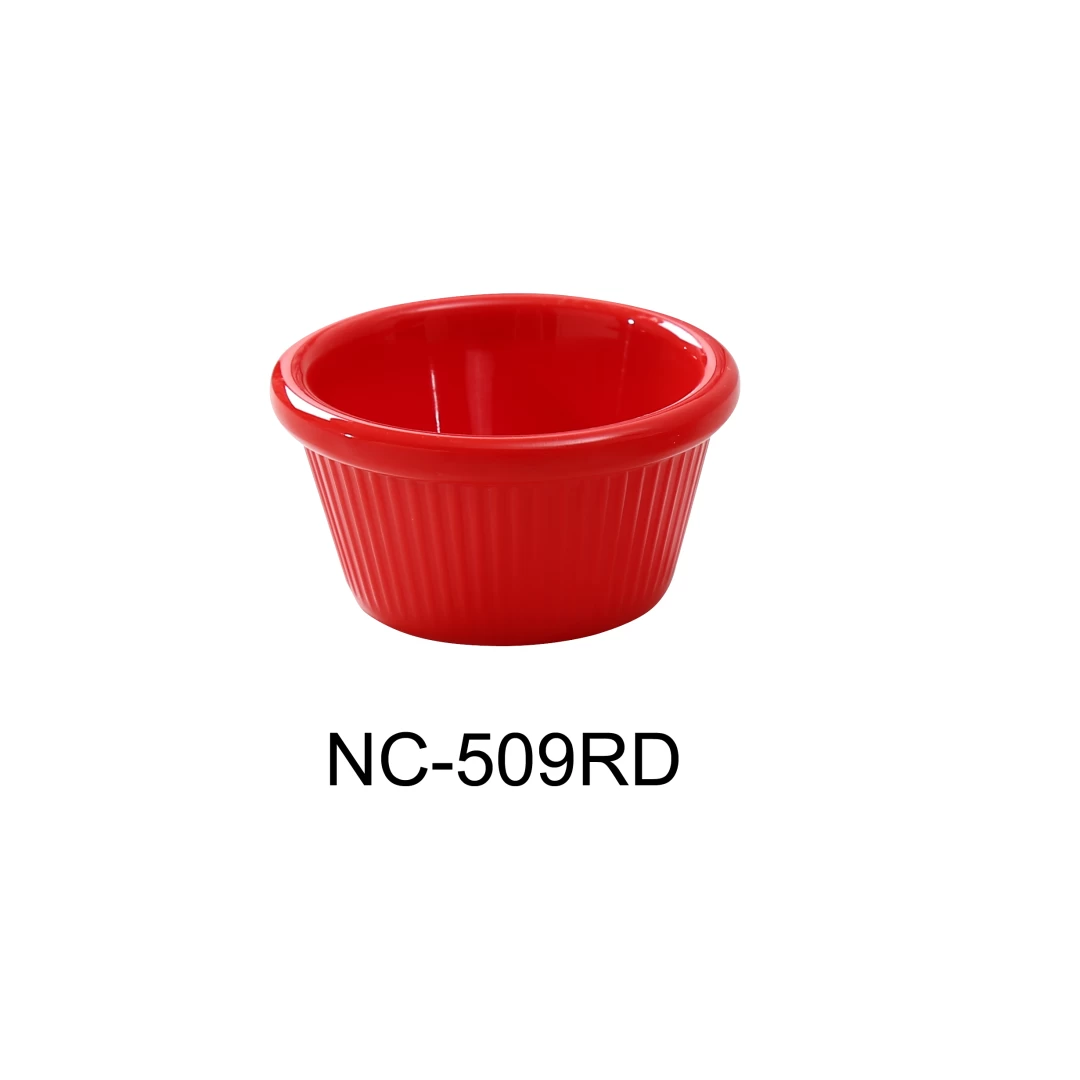 Yanco NC-509RD Accessaries 2 Oz Fluted Ramekin, 3" Diameter, 1.375" Height, Melamine, Red Color, Pack of 72