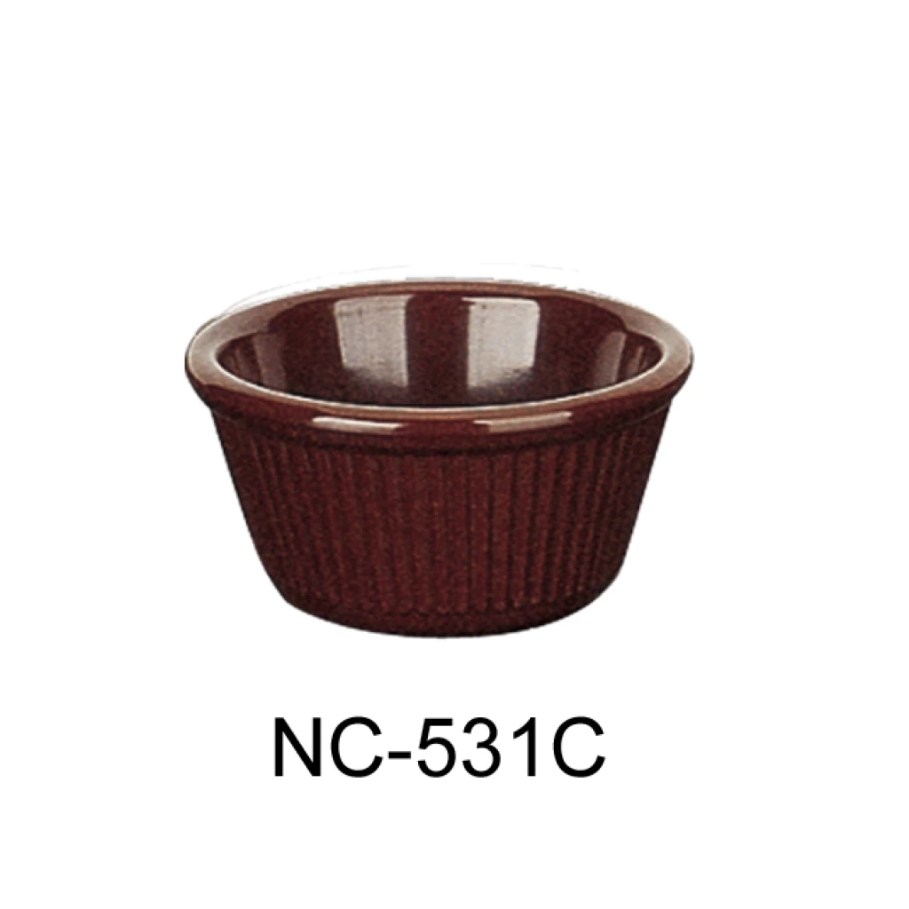 Yanco NC-531C Fluted Ramekin, 3 Oz Capacity, 1.5" Height, 3.25" Diameter, Melamine, Chocolate Color, Pack of 72