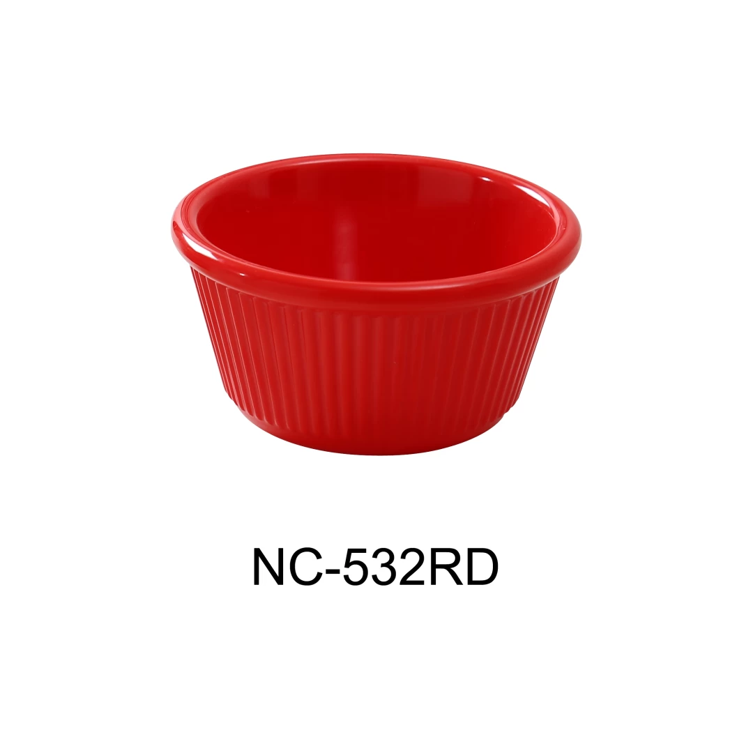 Yanco NC-532RD Accessaries 5 Oz Fluted Ramekin, 3.375" Diameter, 1.75" Height, Melamine, Red Color, Pack of 72