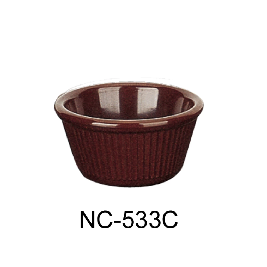 Yanco NC-533C Fluted Ramekin, 4 Oz Capacity, 1.5" Height3.75" Diameter, Melamine, Chocolate Color, Pack of 72