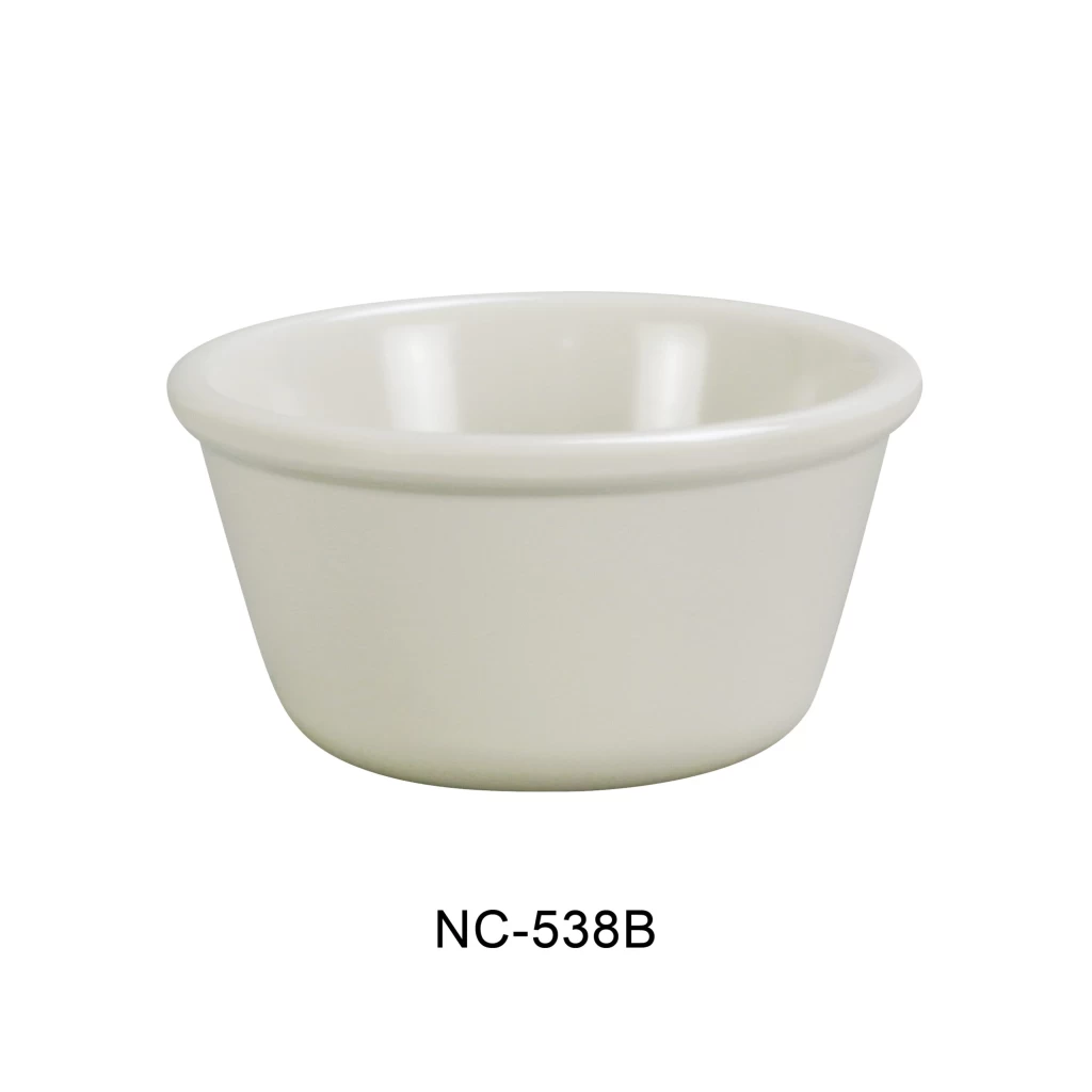 Yanco NC-538B Mile Stone Smooth Ramekin, 4 Oz Capacity, 2.5" Height, 3.25" Diameter, Melamine, Ivory Color, Pack of 72