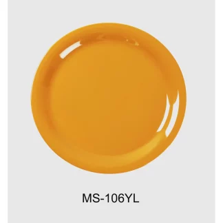 Yanco MS-106YL Mile Stone Narrow Rim Round Plate, 6.5" Diameter, Melamine, Yellow Color, Pack of 48