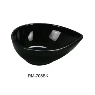 Yanco RM-708BK Rome Water Drop Shape Bowl, 26 Oz Capacity, 8" Length, 6" Width, 2.75" Height, Melamine, Black Color, Pack of 48
