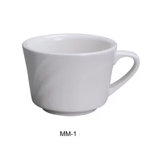 Yanco MM-1 Miami 7.5 Oz Coffee/Tea Cup, 3.5" Diameter, Porcelain, Bone White, Pack of 36