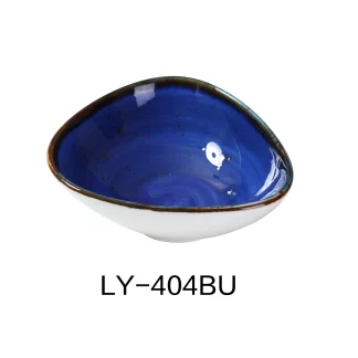 Yanco LY-404BU Lyon 4.75" Triangle Sauce Bowl 5 Oz, Reactive Glaze, Blue Color, Pack of 36