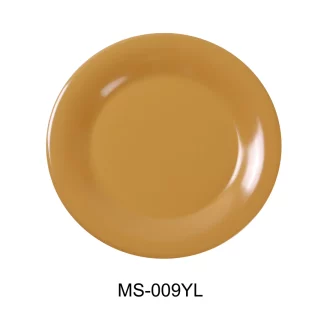 Yanco MS-009YL Mile Stone Wide Rim Round Plate, 9" Diameter, Melamine, Yellow Color, Pack of 24