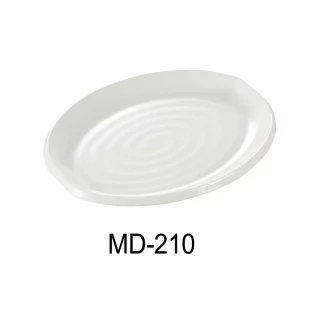 Yanco MD-210 Milando Oval Plate, 10" Length, 7.25" Width, Melamine, White Color, Pack of 24