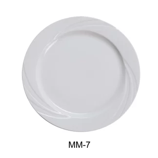 Yanco MM-7 Miami 7.25" Round Plate, Porcelain, Bone White, Pack of 36