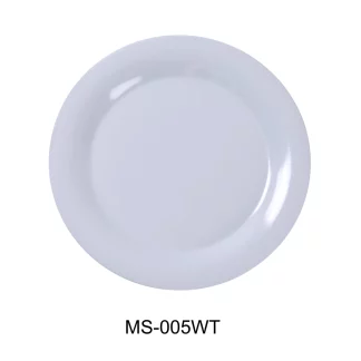 Yanco MS-005WT Mile Stone Wide Rim Round Plate, 5.5" Diameter, Melamine, White Color, Pack of 48