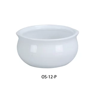 Yanco OS-12-P Onion Soup Crock, 12 Oz Capacity, 4.25" Diameter, 2" Height, Porcelain, Super White Color, Pack of 24