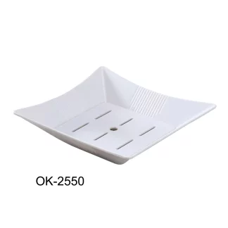Yanco OK-2550 Osaka-2 Sea Food Bowl, Rectangular, 16" Length,  7.75" Width, 3.5" Height, Melamine, White Color, Pack of 6