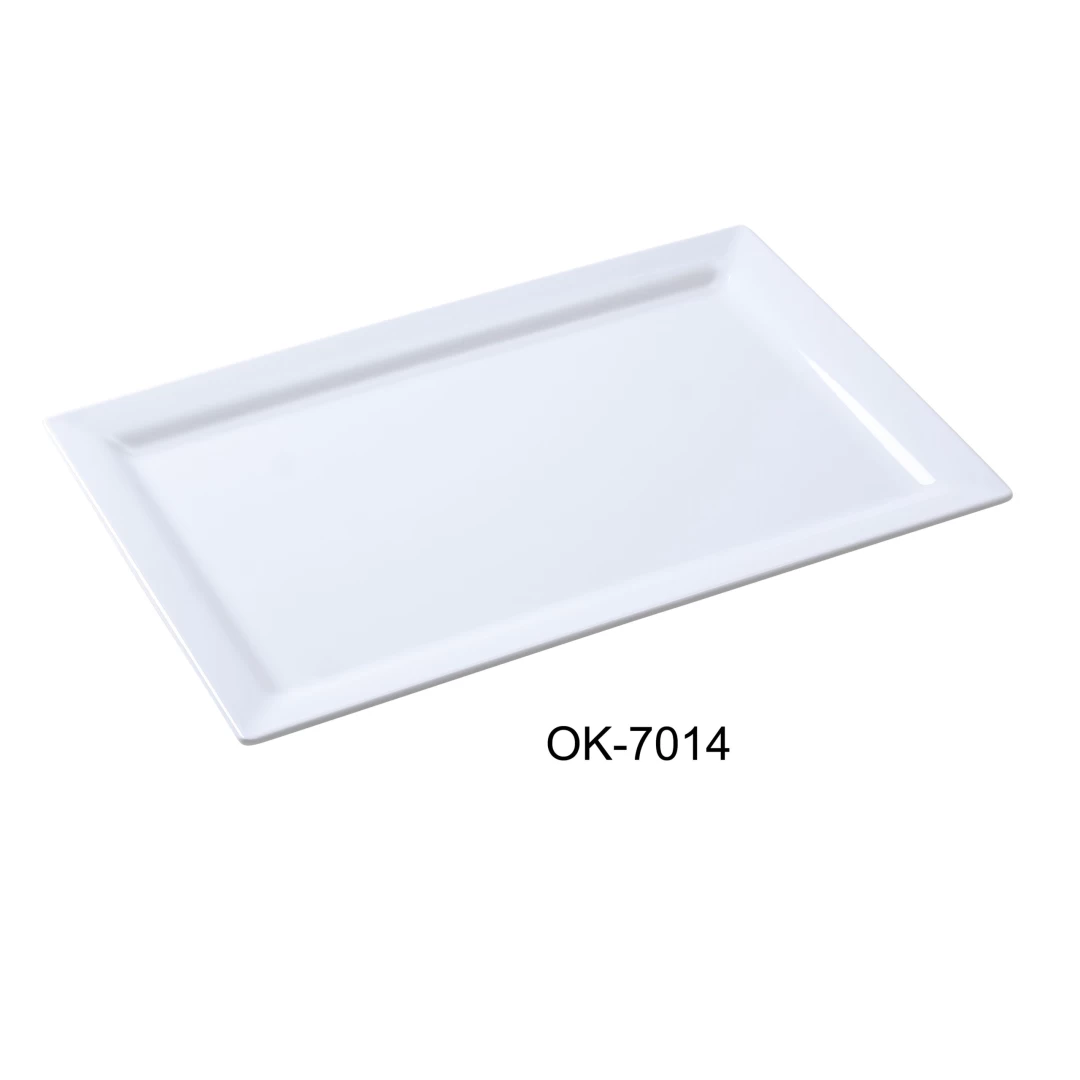 Yanco OK-7013 Osaka-2 Plate, Rectangular, 13" Length, 7" Width, Melamine, White Color, Pack of 12