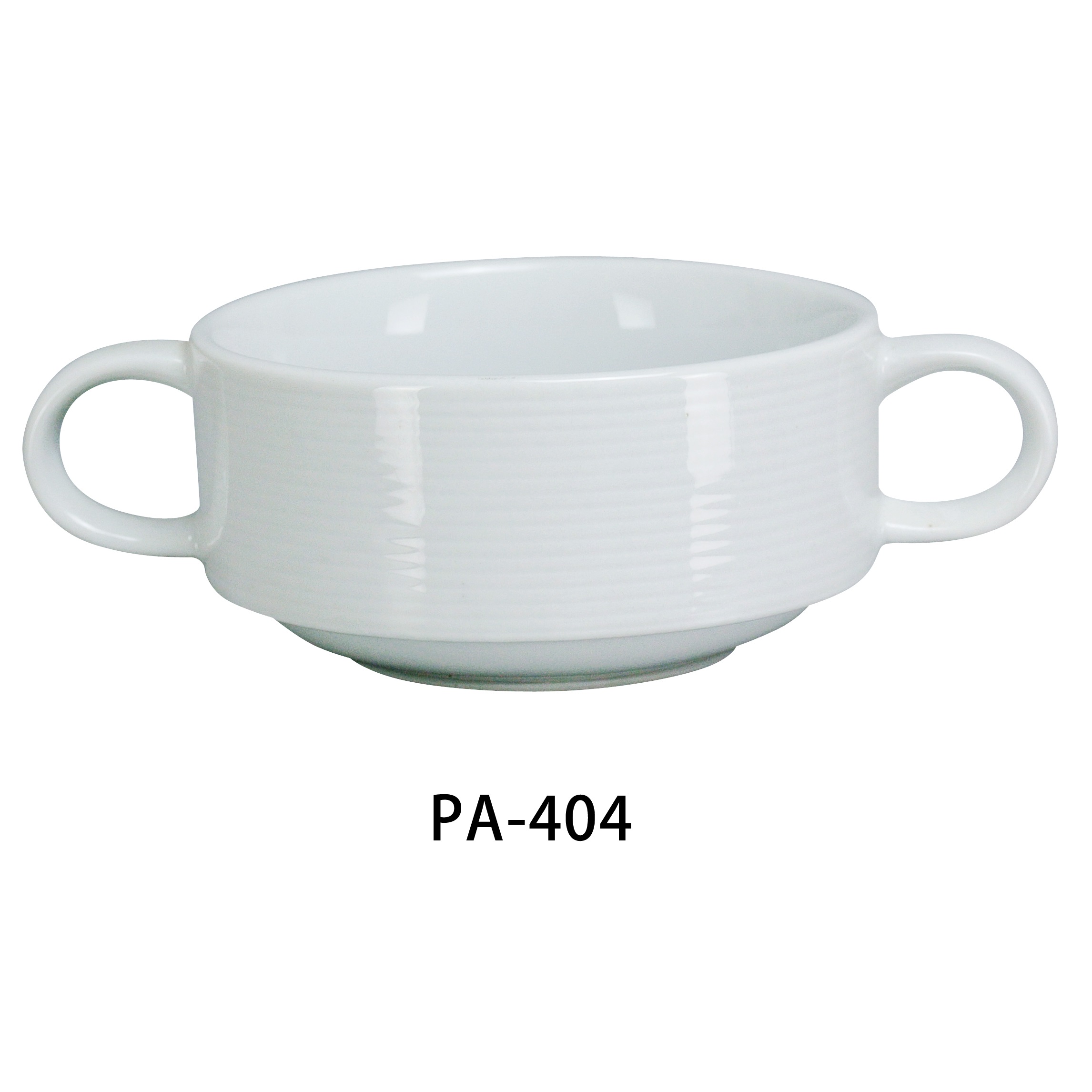 Yanco PA-404 Bouillon Cup With Handle, 10-Oz Capacity, 4" Diameter, Porcelain, Super White, Pack of 36