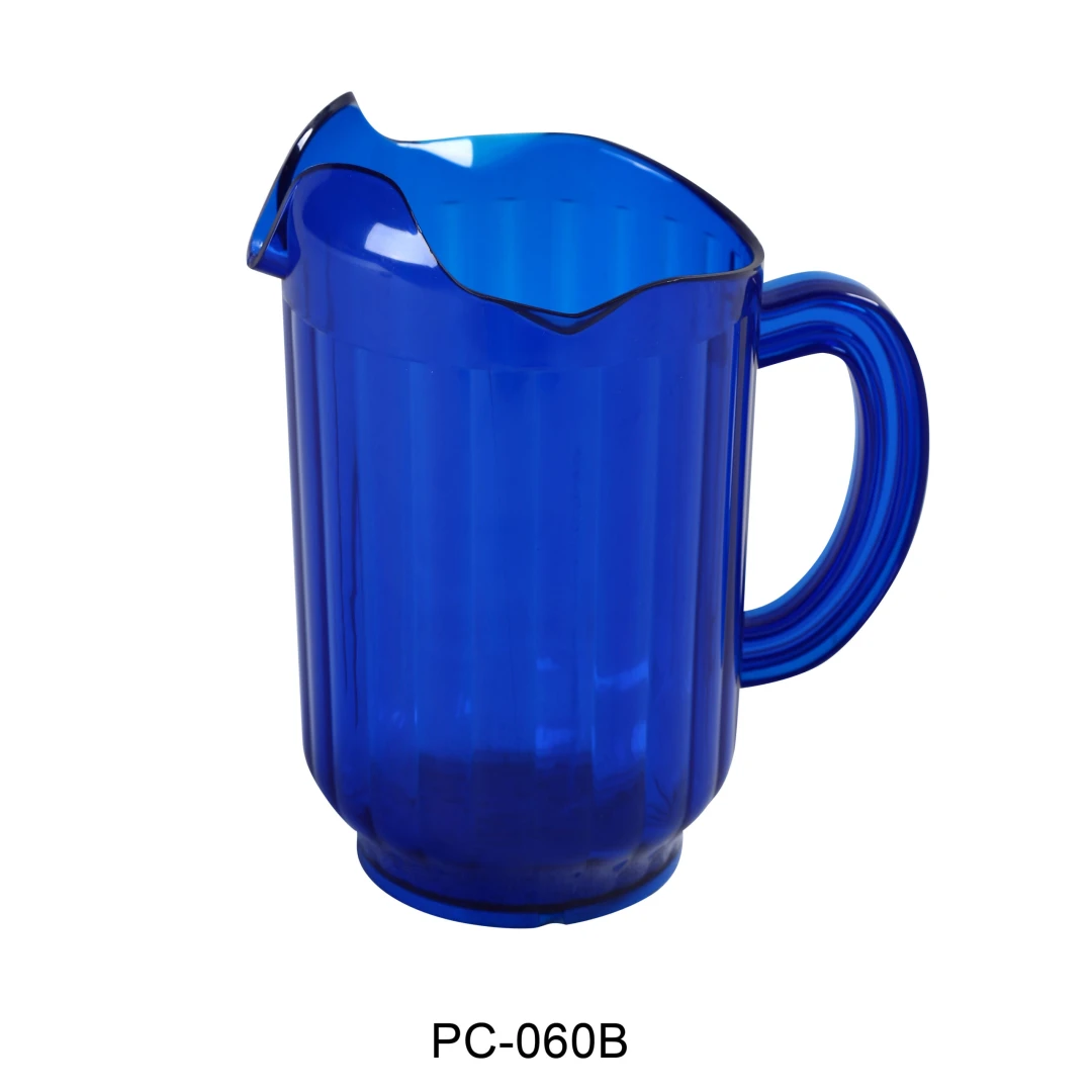 Yanco PC-060B 3-Spout Pitcher, 60 Oz Capacity, 8.25" Height, 5" Diameter, Plastic, Blue Color, Pack of 12