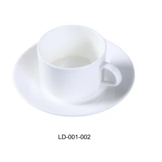 Yanco LD-001 6 Oz Stackable Coffee/Tea Cup, 3" Diameter, Porcelain, Bone White, Pack of 36