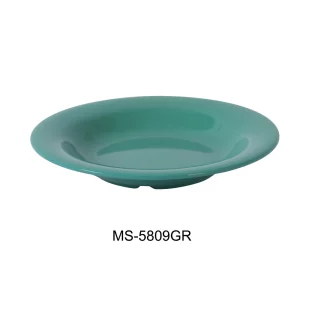 Yanco MS-5809GR Mile Stone Pasta Bowl, 13 Oz Capacity, 1.25" Height, 9.25" Diameter, Melamine, Green Color, Pack of 24