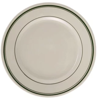 Yanco GB-16 Green Band 10.5" Dinner Plate, China, American White Color, Pack of 12