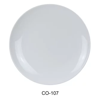 Yanco CO-107 Coupe Pattern Round Plate, 7" Diameter, Melamine, White Color, Pack of 48