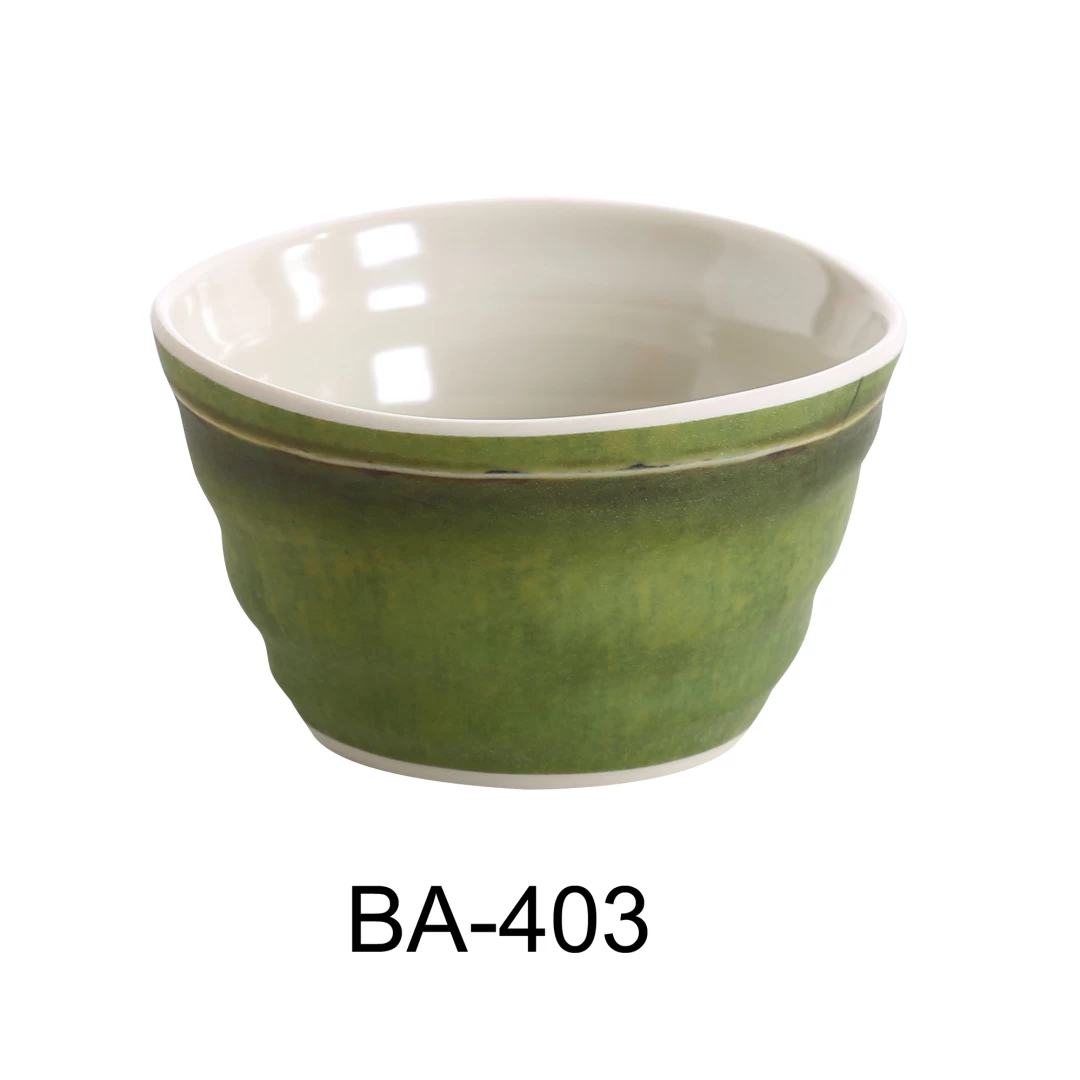 Yanco BA-403 Bamboo Style Collection, 3.5" Sauce Dish, 6 Oz Capacity, 2" Height, Round, Melamine, Pack of 48