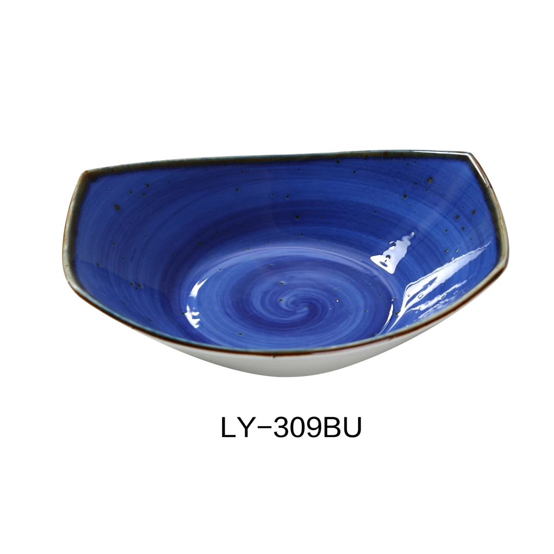 Yanco LY-309BU Lyon 9" Pasta/Salad Plate 20 Oz, Reactive Glaze, Blue Color, Pack of 24