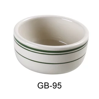 Yanco GB-95 Green Band Jung Bowl, 9.5 Oz Capacity, 4.35" Diameter, 2" Height, China, American White Color, Pack of 36