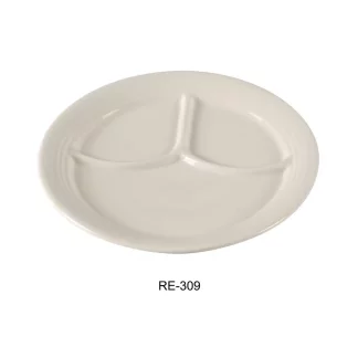 Yanco RE-309 Recovery Compartment Plate, 22 Oz Capacity, 9.5" Diameter, China, American White Color, Pack of 24