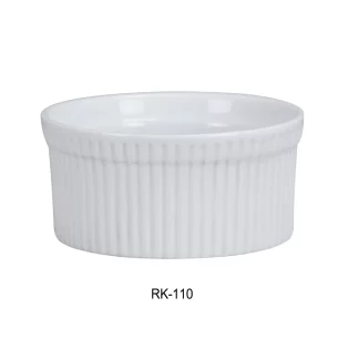 Yanco RK-110 Ramekin, Fluted, 10 Oz Capacity, 4.25" Diameter, 2" Height, Porcelain, Super White Color, Pack of 24