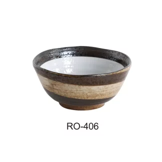 Yanco RO-406 Rockeye Collection, 5.5" Soup / Salad Bowl, 14 Oz Capacity, 2.25" Height, China, Two-Tone, Pack of 36