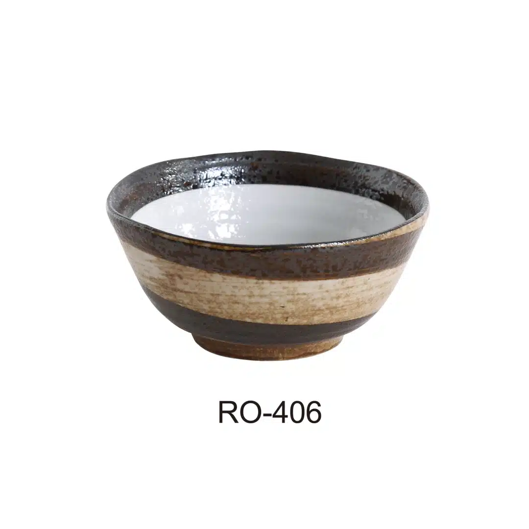 Yanco RO-406 Rockeye Collection, 5.5" Soup / Salad Bowl, 14 Oz Capacity, 2.25" Height, China, Two-Tone, Pack of 36