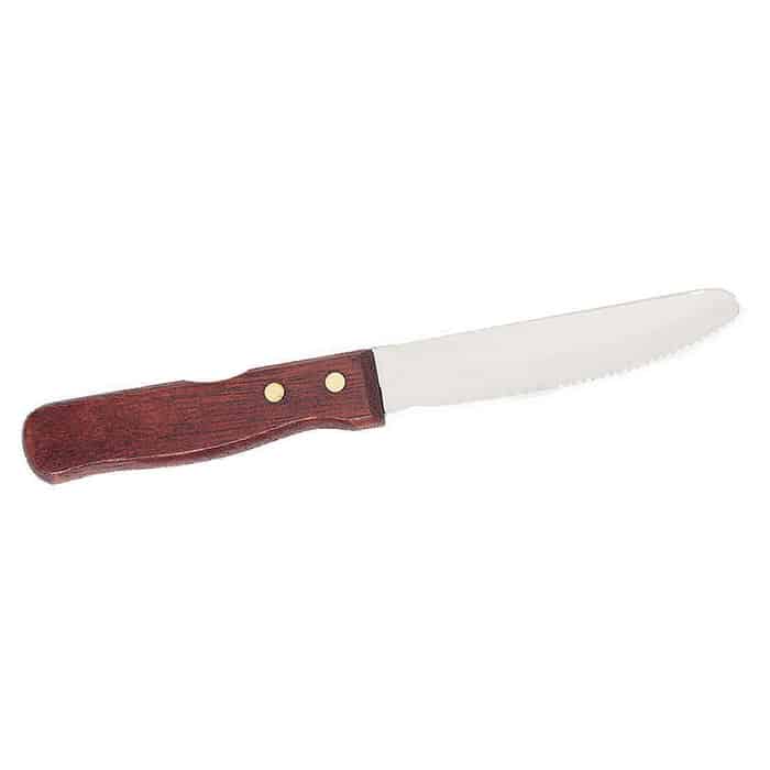 Crestware SKJW Jumbo Round Tipped Steak Knife with Wood Handle - 1 doz