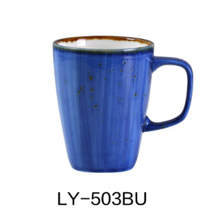 Yanco LY-503BU Lyon 10 Oz Mug, 3.25" Diameter, 4" Height, Reactive Glaze, Blue Color, Pack of 36