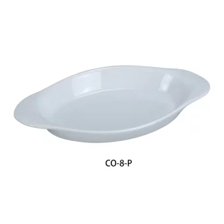Yanco CO-8-P Welsh Rarebit Crock, Oval, 8 Oz Capacity, 8.5" Length, 4.25" Width, 1.125" Height, Porcelain, Super White Color, Pack of 36