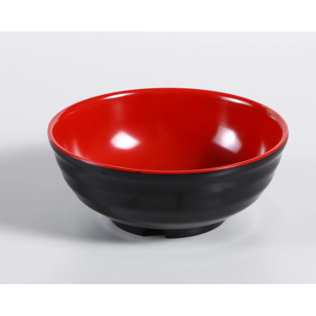 Yanco CR-538 Black And Red Two-Tone Noodle Bowl, 36 Oz Capacity, 3" Height, 7.875" Diameter, Melamine, Black/Red Color, Pack of 24