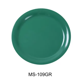 Yanco MS-109GR Mile Stone Narrow Rim Round Plate, 9" Diameter, Melamine, Green Color, Pack of 24