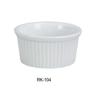 Yanco RK-104 Ramekin, Fluted, 4 Oz Capacity, 3.25" Diameter, 1.5" Height, Porcelain, Super White Color, Pack of 48