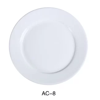 Yanco AC-8 Abco Dinner Plate, 9" Diameter, Porcelain, Super White, Pack of 24