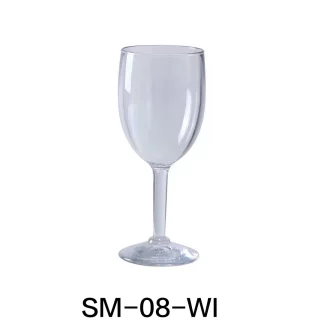 Yanco SM-08-WI Stemware Wine Glass, 8 Oz Capacity, 2.75" Diameter, 7" Height, Plastic, Clear Color, Pack of 24