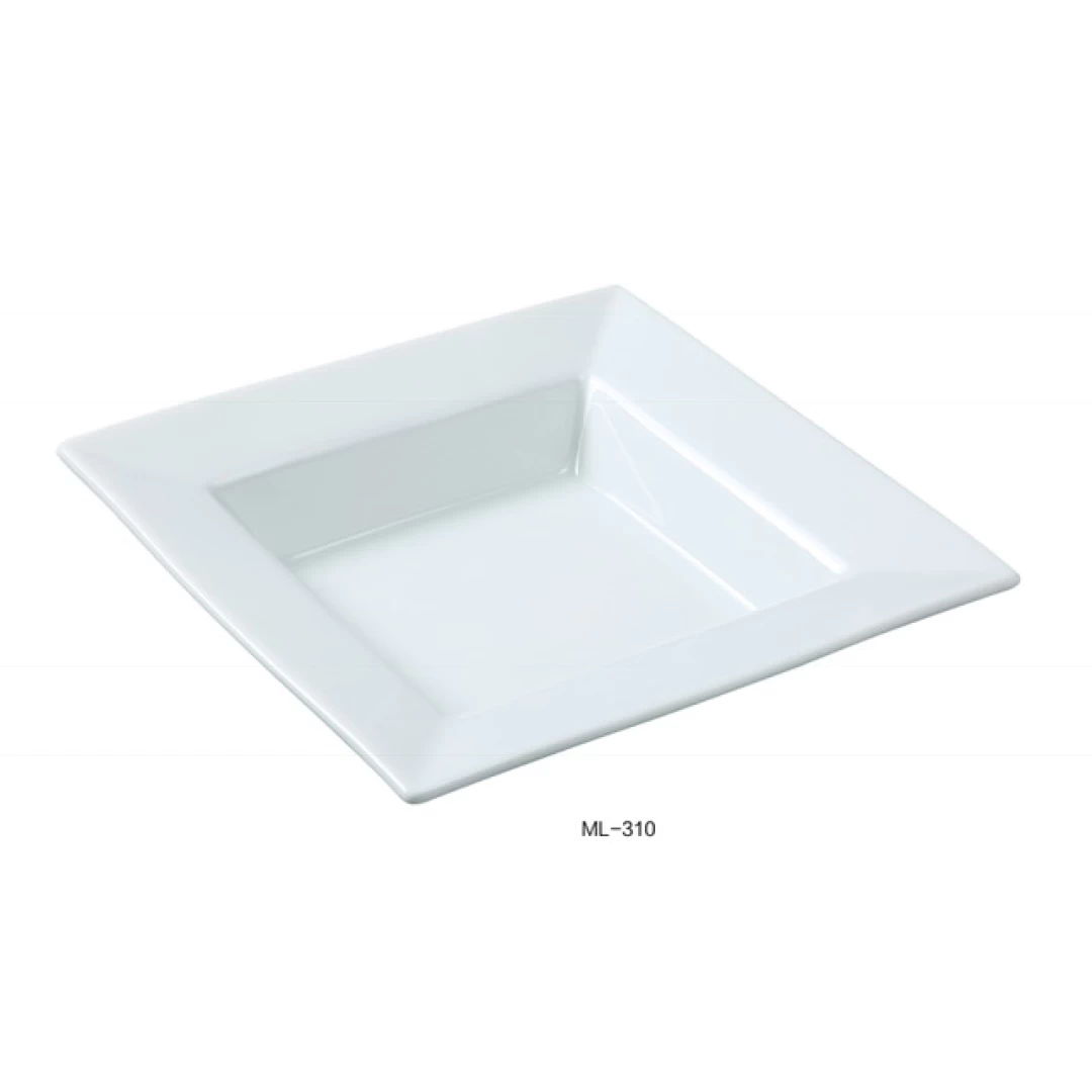 Yanco ML-310 10" Square Pasta Bowl, 18 Oz Capacity, Porcelain, Super White, Pack of 12