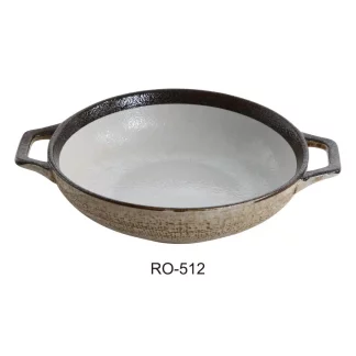 Yanco RO-512 Rockeye 11.5" X 8.75" X 2.25" Bowl With Handle 40 Oz, China, Two-Tone, Pack of 12